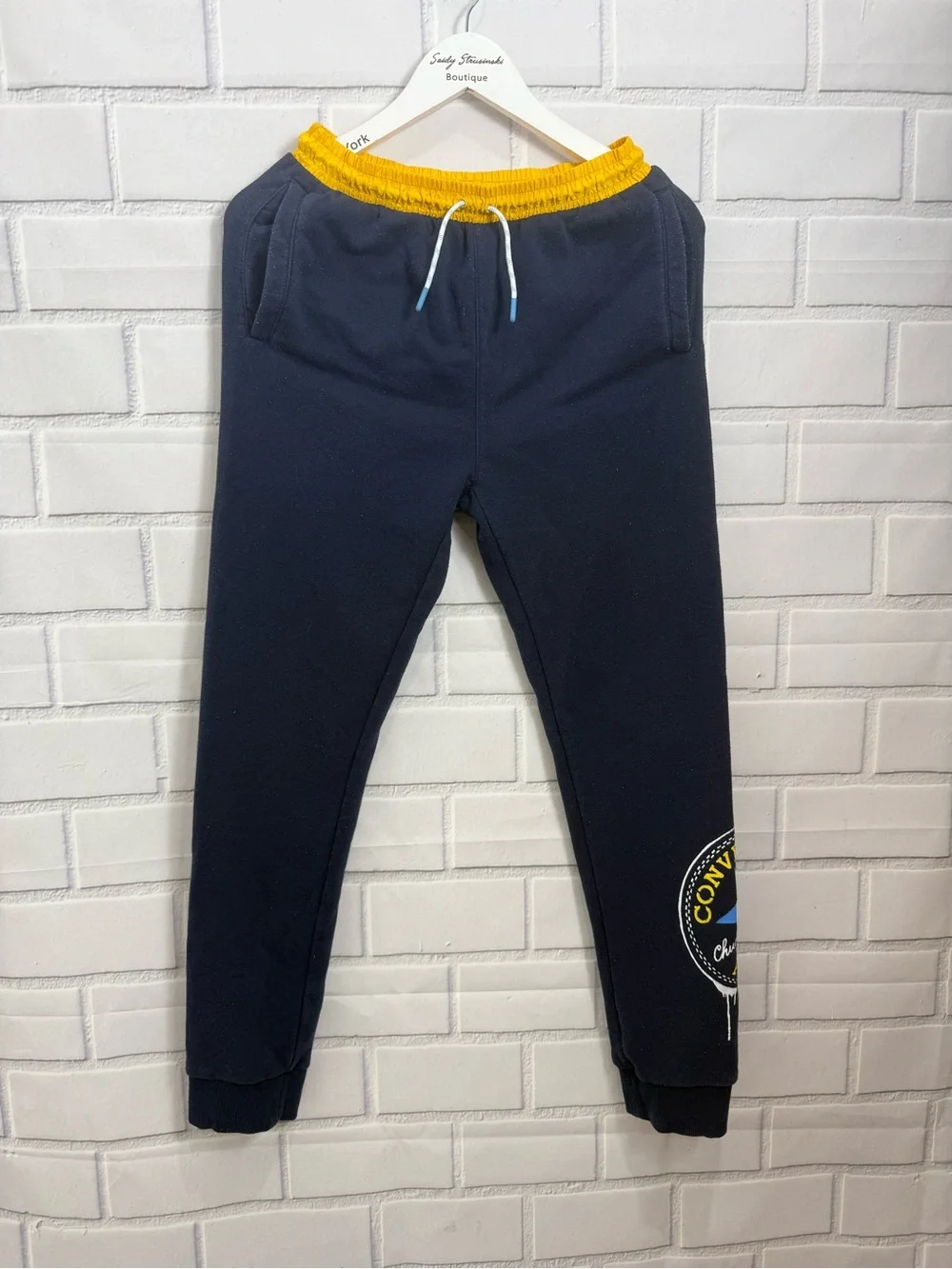 Converse Boys XL 13-15 Navy Blue Fleece Jogger Sweatpants Logo Graphic Pull-On